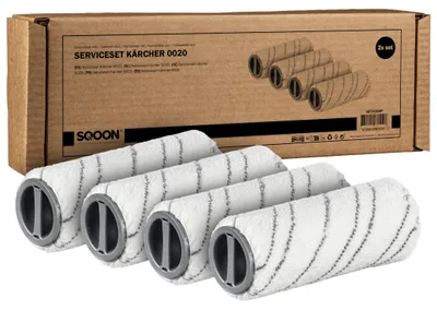 Produktbild von SQOON Mikrofaserwalzenset 4 Stück Ersatz für Kärcher 2.055-006.0 Kompatibel mit Kärcher EWM 2, FC 3, FC 5, FC 7, FC 8,Hochwertige Reinigungswalzen, Waschbar & Langlebig