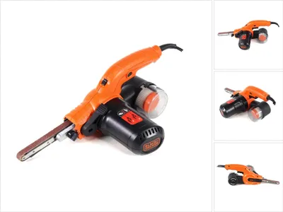 A Black & Decker power file with dust extraction is shown against a white background.