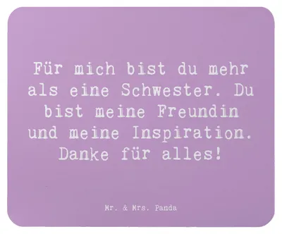 Produktbild von Mr. & Mrs. Panda Mauspad Spruch Meine Schwester - Lavendeltraum - Geschenk, Mousepad, Beziehung, Freundschaft, Einzigartig, Liebe, Bedanken, besondere Überraschung, pc