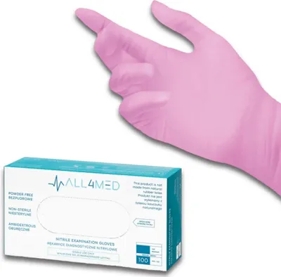 Obrázok produktu pre Ružové nitrilové jednorázové rukavice S 100ks
