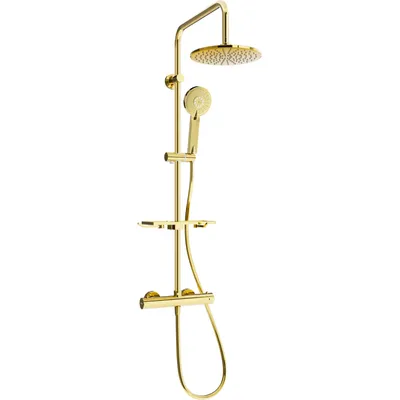 Obrázek produktu pro Mexen KT40 odkrytý sprchový set s dešťovou sprchovou hlavicí a termostatickou sprchovou baterií, Zlatá - 771504093-50