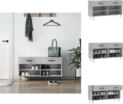 Immagine prodotto di vidaXL Panca per scarpe in cemento grigio 102x35x55 cm materiale a base di legno - Scarpiere e armadietti