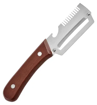 Produktbild von Gemüseschäler aus Edelstahl mit Holzgriff, 2-in-1 Obst- und Kartoffelschäler mit Flaschenöffner, Küchen-Schnellschäler