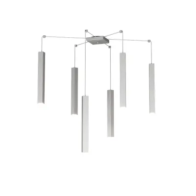 Produktbild von Aufhängung Modern Quadratisch Rohr Metall Grau 6 Lichter Gu10