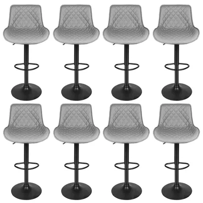 Produktbild von 8er Set Barhocker Barstuhl Küchenhocker Drehstühle Tresenstuhl Modern Kunstleder Bar Stühle - Hellgrau