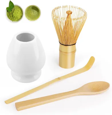 Produktbild von Matcha Besen Set, 4-teilig, Bambus, für Matcha Zubereitung