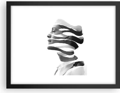 Produktbild von Gerahmtes Poster - Schwarzer Rahmen - Frau Surrealismus Monochrom - 40x30 cm - Wand Bild - Wanddeko - Wandbilder - Kunstposter - Wandposter - Bilderrahmen - Bilder - Kunstdruck - P2BAA40x30-4430