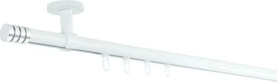Produktbild von SN Deco Gardinenstange Innenlauf Lille, 19 mm, 1-läufig, Stahl, Komplett-Set mit Ringen, Profildeckentrager, 160 cm, weiß