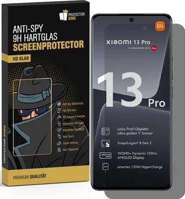 Produktbild von 4x Blickschutz 9H Panzerhartglas für Xiaomi 13 Pro Sichtschutz Schutzglas Displayschutz Panzerfolie Schutzfolie echtes Tempered Panzerglas Screen Protector #1