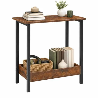Produktbild von Beistelltisch mit 2 Ebenen Holz Couchtisch Sofatisch für Bett und Sofa
