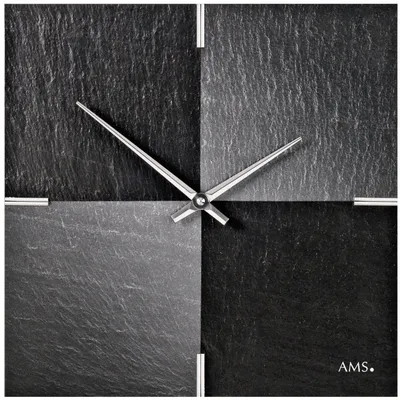 Produktbild von AMS 9520 Quarz-Wanduhr, Naturschiefer, Schwarz-Grau