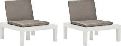Produktbild von Gartenstühle mit Auflagen 2 Stk. Kunststoff Weiß