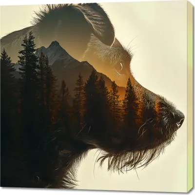 Produktbild von Bild 90x90cm Hundegeist Wald