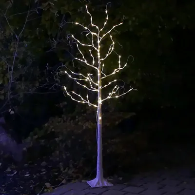 Produktbild von LED-Baum Birke 160 LED 180 cm weiß für außen mit Timer Weihnachten