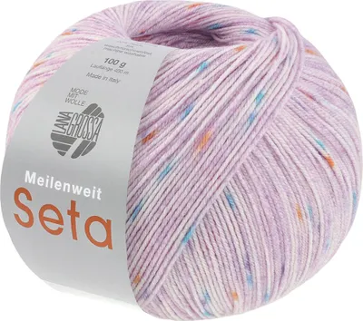 Produktbild von Lana Grossa - Meilenweit 100g Seta Borneo 3451 blasslila flieder türkisblau orange