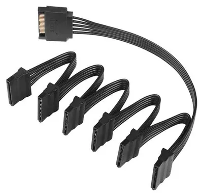 Produktbild von 15-poliges SATA-Power-Splitter-Adapterkabel, 15-poliges SATA-1-zu-3-SATA-Seriellkabel für Festplatten, SSDs und optische Laufwerke (1Male to 6 Female)