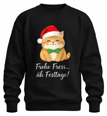 Imagen del producto de Sudadera o jersey uni, color , talla M, con diseño festivo para amantes de los gatos. Ideal para Navidad