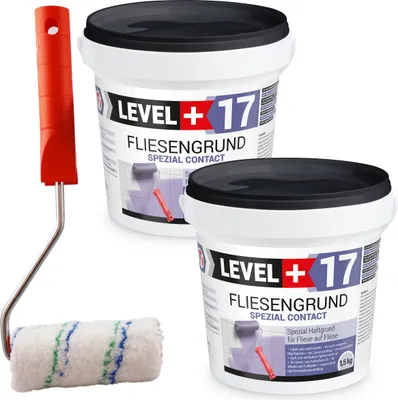 Produktbild von Fliesengrund 3kg Fliese auf Fliese Haftgrund Quarzgrund+Farbroller 10cm L+17