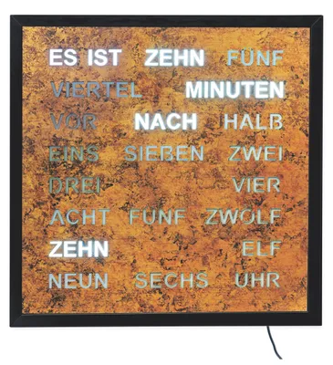 Produktbild von AMS T1273 Tischuhr mit lackiertem Metallgehäuse und LED-Wortuhr