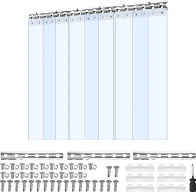 Obrázok produktu pre SucceBuy PVC pásová clona, 965 x 2134 mm, hrúbka 2 mm, balenie 6 lamiel, teplotný rozsah -55,6 až 30 ℃, priehľadné plastové dverové lišty pre skladové, mraziace a garážové dvere