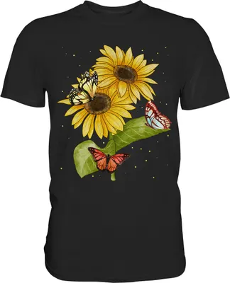 Produktbild von Sonnenblumen Schmetterlinge T-Shirt – Black / S