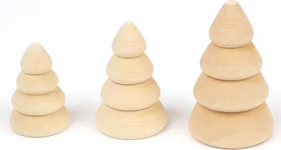 Produktbild von Oblique Unique 3 Holz Tannenbäume Natur Farben Tischdeko Dekoration Herbst Weihnachten Kinder Basteln Bemalen - Echtholz