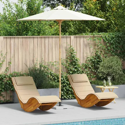 Imagen del producto de Maison Exclusive - Parasol de jardín redondo, diámetro 240 x 260 cm, bambú, color crema