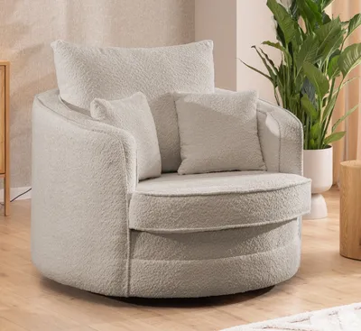 Produktbild von S-STYLE MÖBEL - Ted - Drehsessel Love Seat XXL 360 Grad drehbar aus Beige Boucle-Stoff