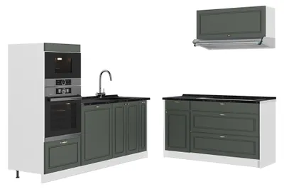Immagine prodotto di Cucina Vicco Fame-Line Verde-oro rustico/Bianco 340 cm senza piano di lavoro, Model 63932