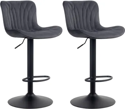 Produktbild von CLP 2er Set Barhocker Linus höhenverstellbar und 360 drehbar schwarz Material Samt