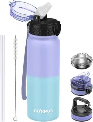 Obrázok produktu pre Nerezová fľaša na vodu 600 ml, športová, nepretekajúca, bez BPA