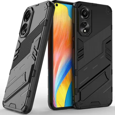 Produktbild von Armor Hülle für Oppo A78 4G, Hybrid PC TPU Bumper Stoßfestes Schutzhülle mit Standfunktion Schwarz