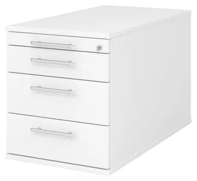 Produktbild von bümö office Rollcontainer - mit 3 Schubladen - Griff: Relinggriff (Kunststoff), Nachbildung: Weiß