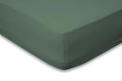 Produktbild von Eleganzzz Spannbetttuch Perkal-Baumwolle – Grün  – 180x210/220  – 35 cm Eckhöhe – kühl & knitterarm