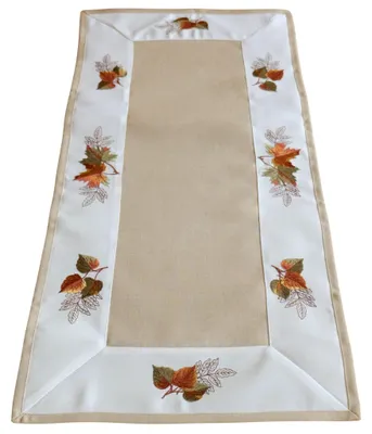 Imagen del producto de Mantel individual de otoño, 40 x 90 cm, con un elegante bordado de hojas