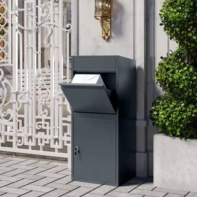 Produktbild von VEEHAUS Tikelia Große antrazit Briefkasten aus Edelstahl für den Außenbereich - Große XXL-Größe - mit Paketfach (ohne Ständer, Tikelia antrazit )