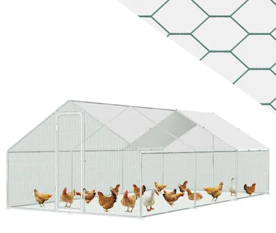 Produktbild von Vigevee Hühnerstall Freilaufgehege mit Dach 3x6x2 m aus Stahl verzinkt für Geflügel