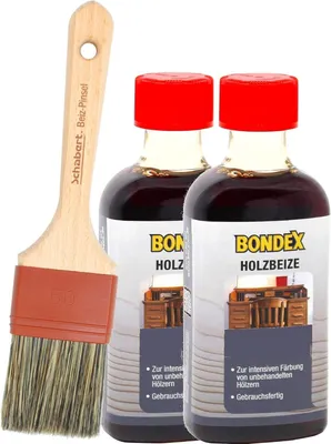 Produktbild von Bondex Holzbeize Möbelbeize schwarz 2x 250ml + Beiz Pinsel