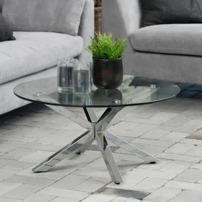 Productafbeelding van Salontafel Harrie Glas Zilver Ø82x40cm - Giga Living