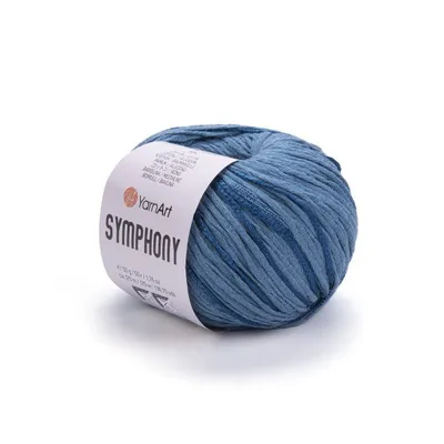 Produktbild von YarnArt Symphony 2109 Denim – Premium Mischgarn mit Glanzeffekt, weich & ideal für Schals, Mützen und Pullover – 50g Strickgarn in Jeansblau