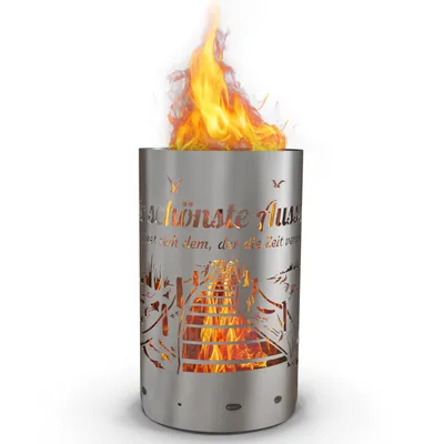 Produktbild von Feuertonne, Feuerkorb, Feuerschale mit Motiv Aussicht - Die schönste Aussicht eröffnet sich dem, der die Zeit vergisst