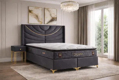Produktbild von Bett mit Matratze Moderner Stil Weiche Polsterung Bett mit Stauraum