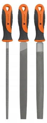 Productafbeelding van Teger sets van metalen vijlen, 200 mm, plat, halfrond en rond