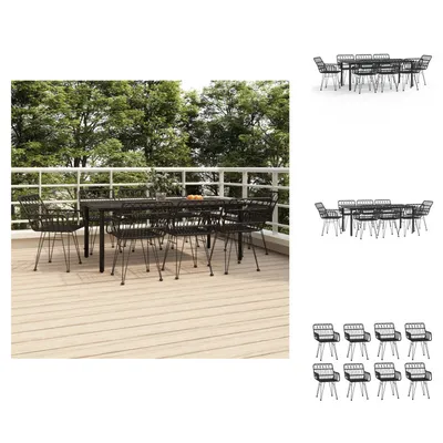 Produktbild von vidaXL 9-tlg. Garten-Essgruppe Schwarz Poly Rattan -  Gartenmöbel-Sets