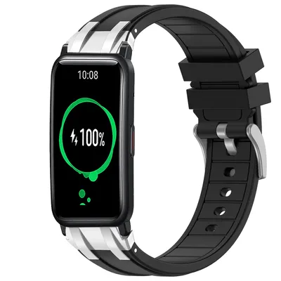 Produktbild von Für Honor Watch ES 20mm Schnellwechsel Silikon Armband Metallschließe Schwarz