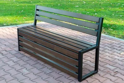 Produktbild von Hölzerner Gartenbank mit Rückenlehne 188x38cm Sitzbank Parkbank Stahl