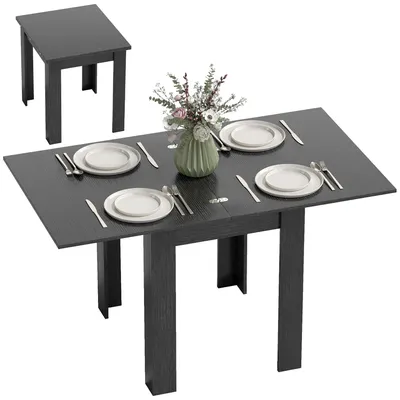 Immagine prodotto di HOMCOM Tavolo da Pranzo Allungabile per 4-6 Persone in Legno e Acciaio, 140x80x77.5 cm, Nero