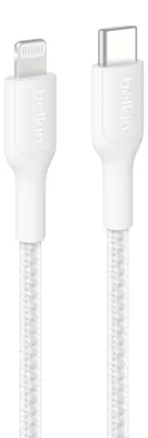 Productafbeelding van Belkin BOOSTCHARGE gevlochten kabel. Lightning/USB-C 2m wit. CAA022hq2MWH - Kabel - Digitaal/Data