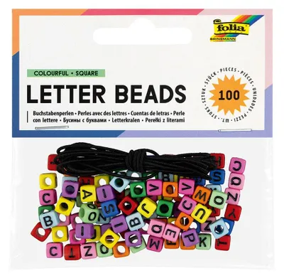 Produktbild von folia 33914 LETTER BEADS Buchstabenperlen mit Schnüre A-Z 100teilig