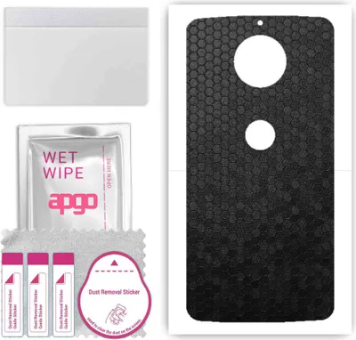 Produktbild von apgo Rückseite Schutzfolie, Skin, kompatibel mit Motorola Moto G5S Plus, Hinten Displayschutzfolie aus Vinylfolie, kratzfest, einfache Montage - Schwarze Honigwabe